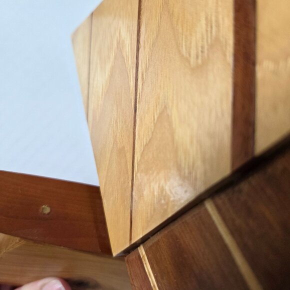 Handmade Striped Wood Sailboat Sculpture Nautical Beach Decor - Picture 6 of 6